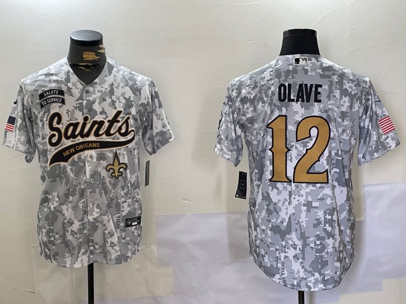 Men New Orleans Saints #12 Olave Nike Arctic Camo 2024 Salute to Service Limited NFL Jersey style 3